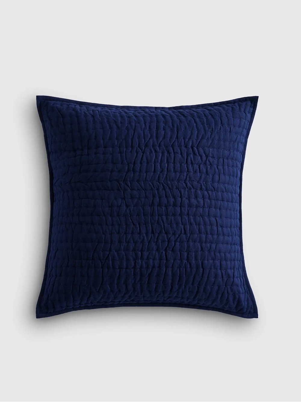 Quince European Linen Cotton Stitch Quilted Euro Sham Navy 26”x26”